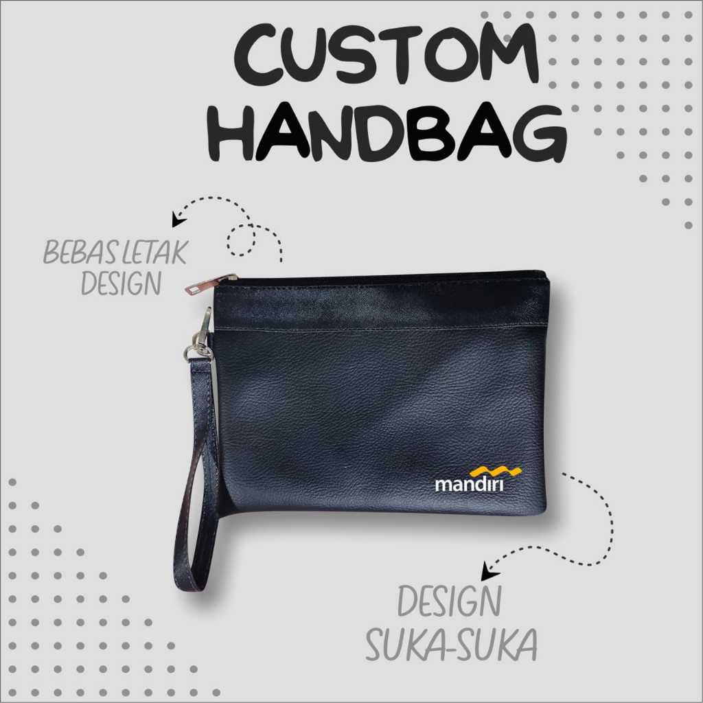 Clutch Logo Bank Mandiri Handbag Dompet Pouch V3  Pria Tas Tangan Cowok Tas Tenteng WARNA COKLAT HIT
