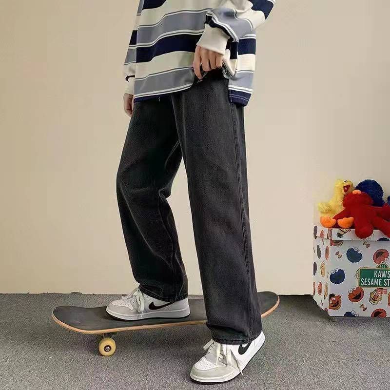 Celana Jeans Pria Baggy Pants Korean Style Oversize Loose Pants Jeans Straight Kulot Longgar Hitam