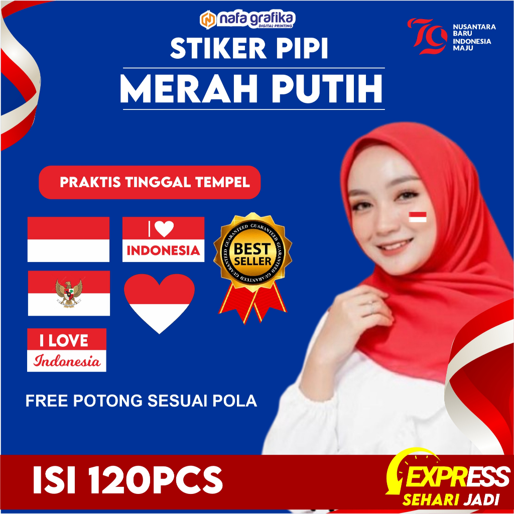 

(ISI 120PCS) Sticker Pipi HUT RI Bendera Merah Putih / Stiker Agustusan / Stiker Kemerdekaan Indonesia / Pancasila / Sticker Jalan Sehat Praktis Tinggal Tempel