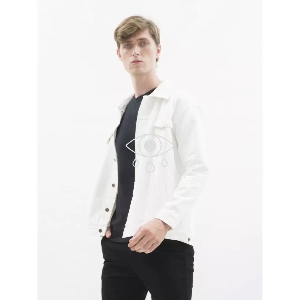 Closed Jaket Jeans Denim Pria Cowok Premium Warna Putih Mulus Terbaru  Ready Ukuran M L XL XXL XXL X