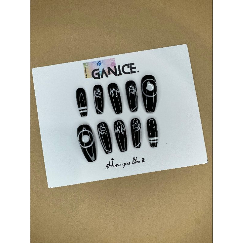 Black Sukuna Anime Motif Nails | Press On Nails | Handmade | Fake Nail