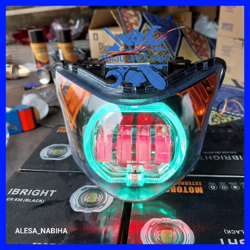 Reflektor Lampu Depan Revo Fi Costum Smoke Oren Set Biled Daymaker 4 Mata