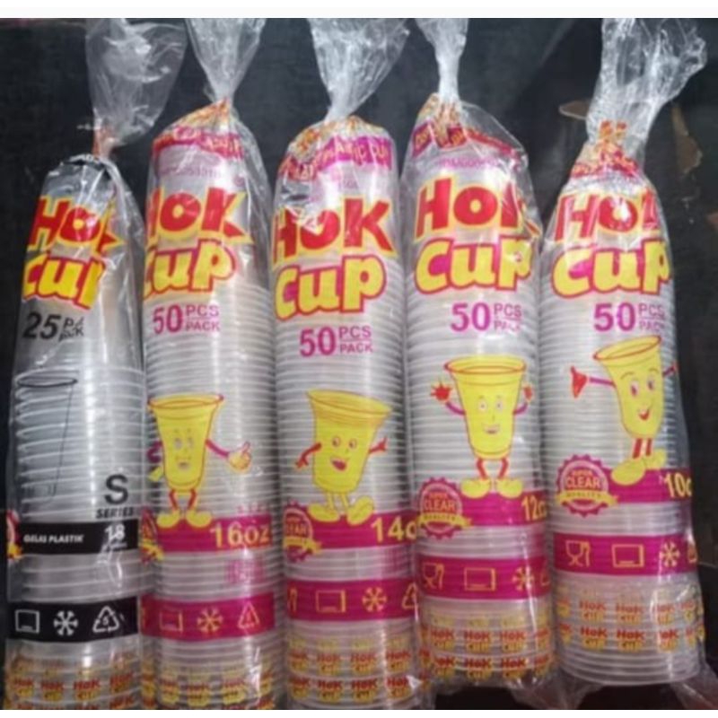 CUP Plastik Hok / Gelas Plastik Hok 10Oz,12Oz,14Oz,16Oz
