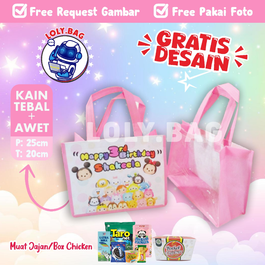 

Goodie Bag Kombinasi Mika / Tas Custom Desain / Goodie bag