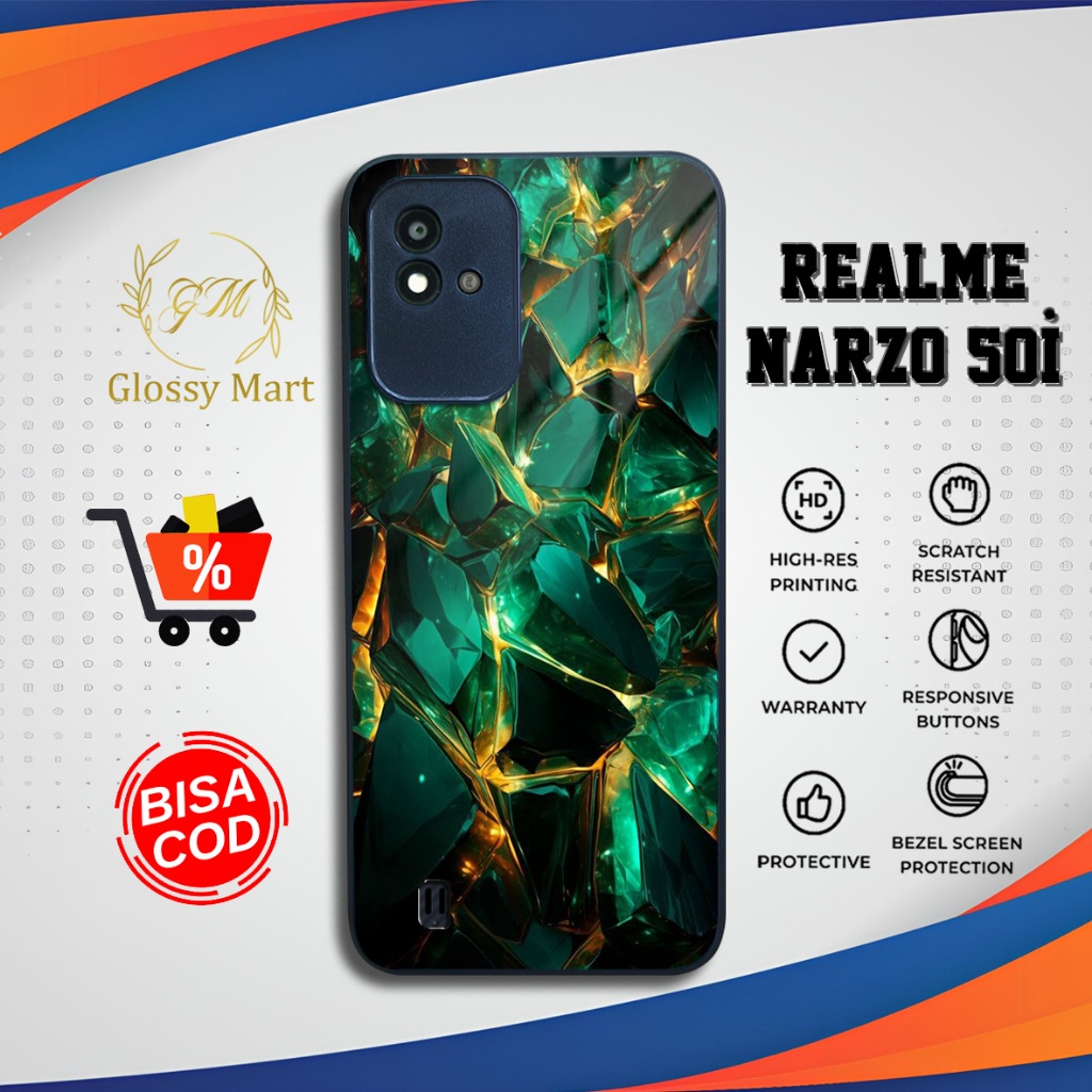 Case Realme Narzo 50i Terbaru - Realme Narzo 50i - Motif Berlian - Bahan Hardcase Softcase Premium G