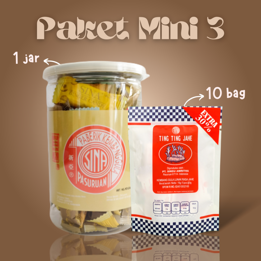 

(PAKET) Mini 3 || Permen Jahe 4 Rasa Campur dan Ting Ting Jahe 15gr