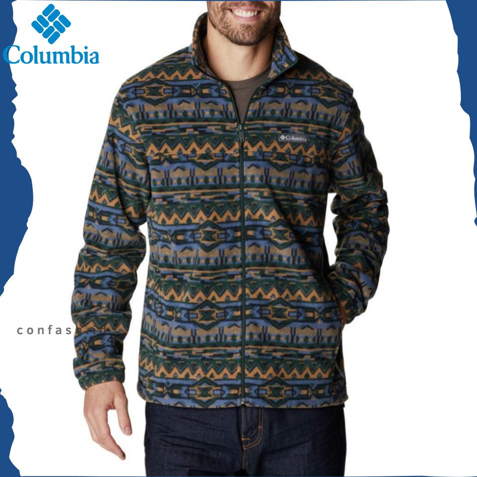 JAket Columbia Polar Men's Steens Mountain Printed Fleece Jacket Spruce Gunung Flecee Original