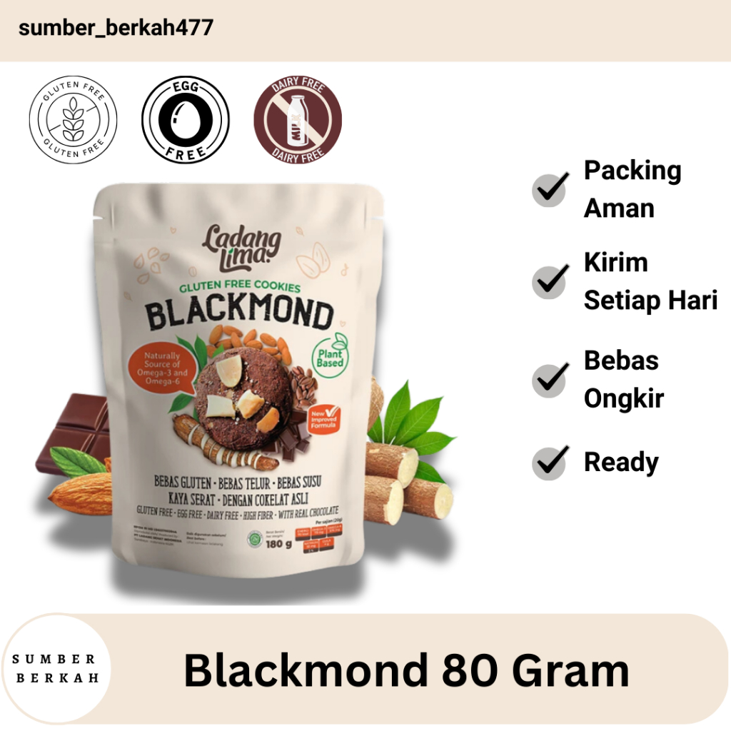 

Blackmond Cookies Gluten Free - Kemasan 80 Gram | Ladang Lima