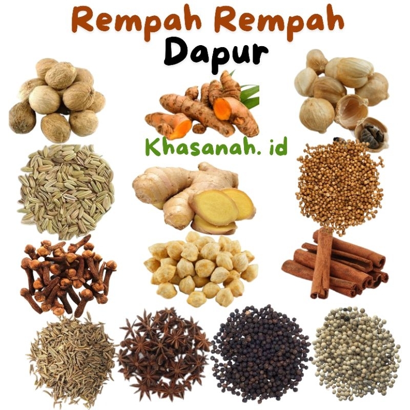 

Kemasan Ekonomis Bumbu Dapur Utuh / Rempah Rempah jahe, kunir, cengkeh, lada hitam, kapulaga, bunga lawang, kayu manis, kemiri