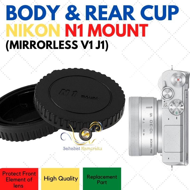 Tutup Body Depan & Lens Rear Cap Belakang Lensa Kamera Nikon1 Nikon 1 N1 Mirrorless V1 V2 V3 J1 J2