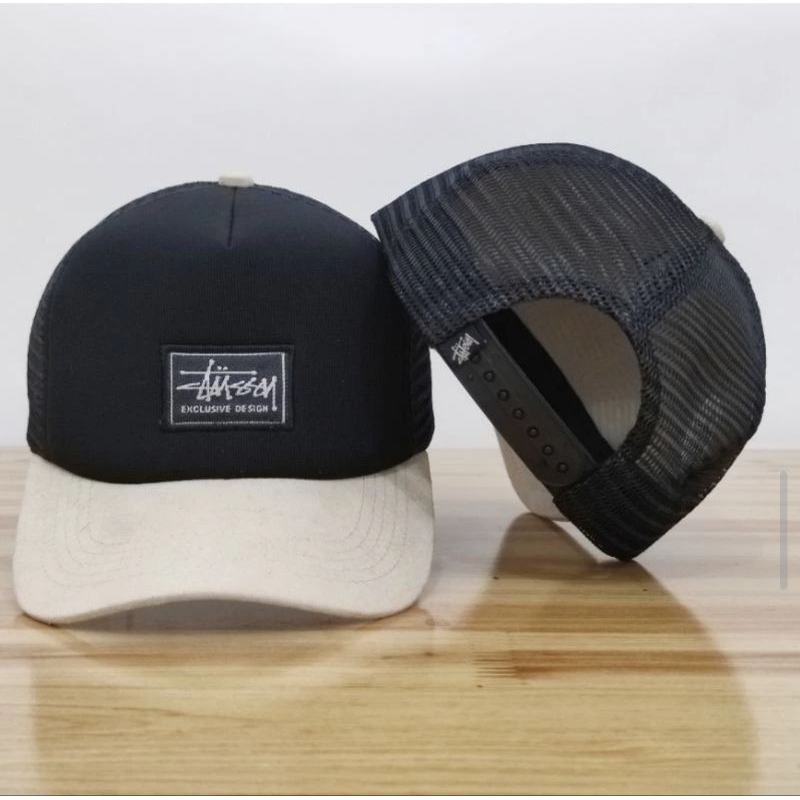 Topi Trucker Pria Premium Bahan Jaring Suede
