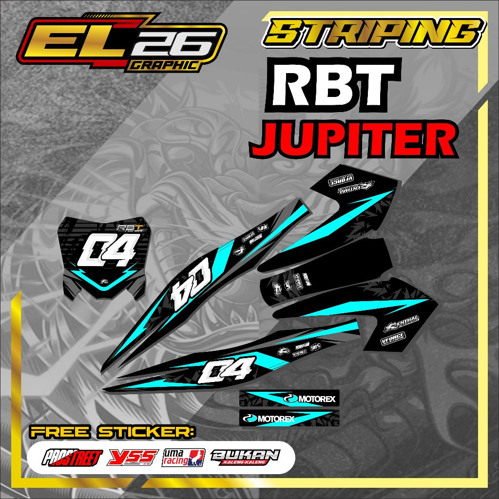 541 STRIPING STICKER RBT JUPITER - STICKER RBT JUPITER MOTIF RACING