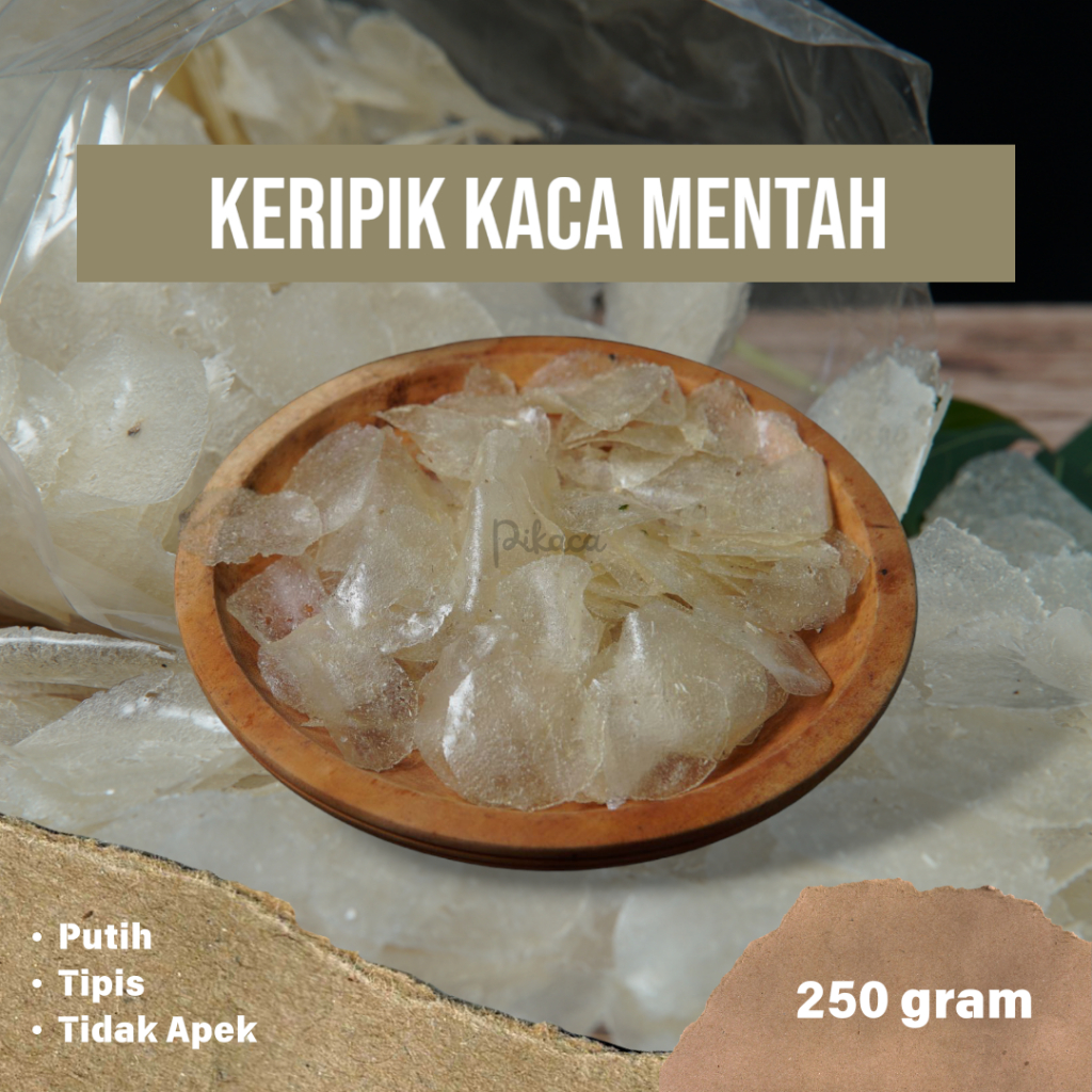 

Keripik Kaca Mentah Kripca Beling Putih Bulat kemasan 250Gram