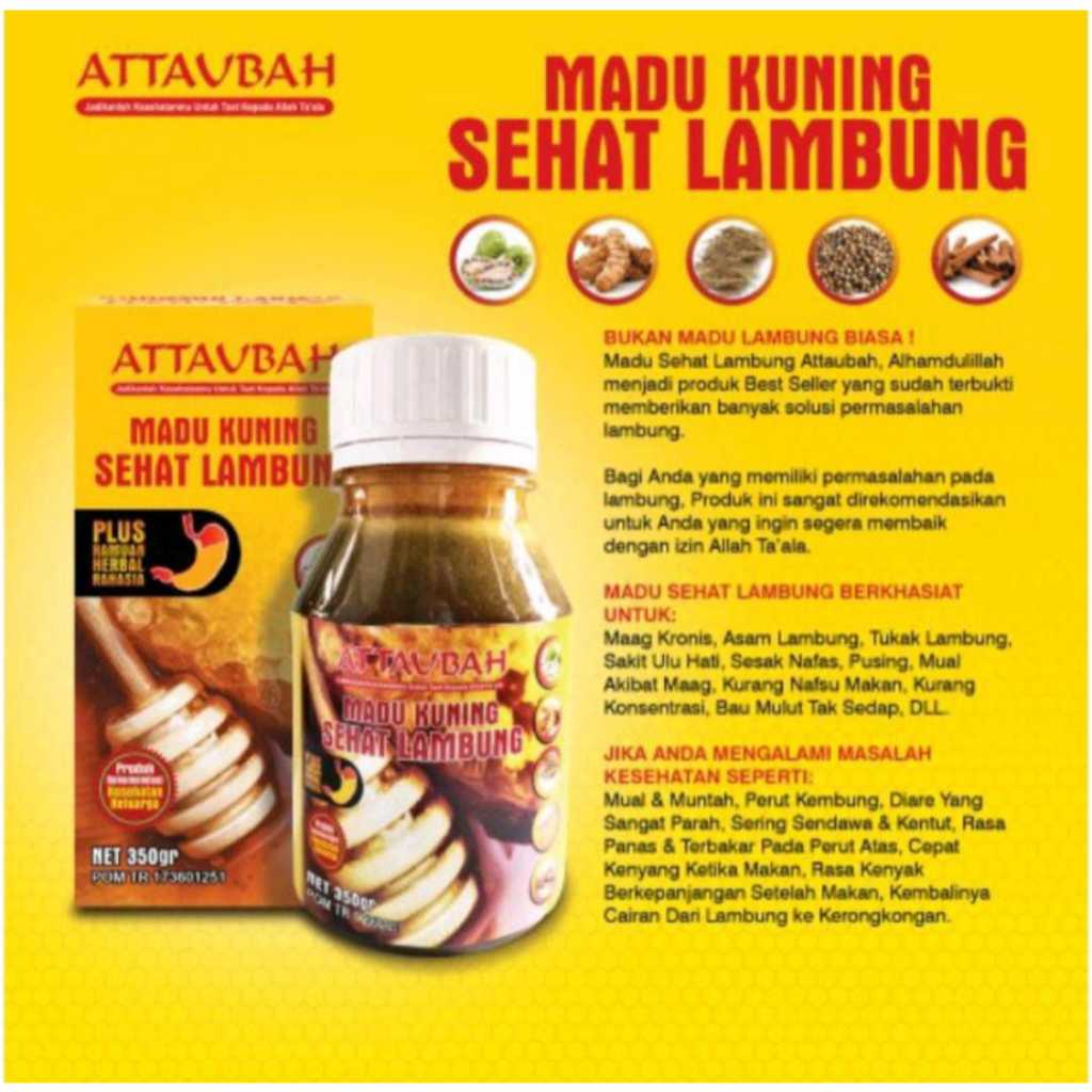 

Madu Kuning Sehat Lambung Attaubah isi 350gr