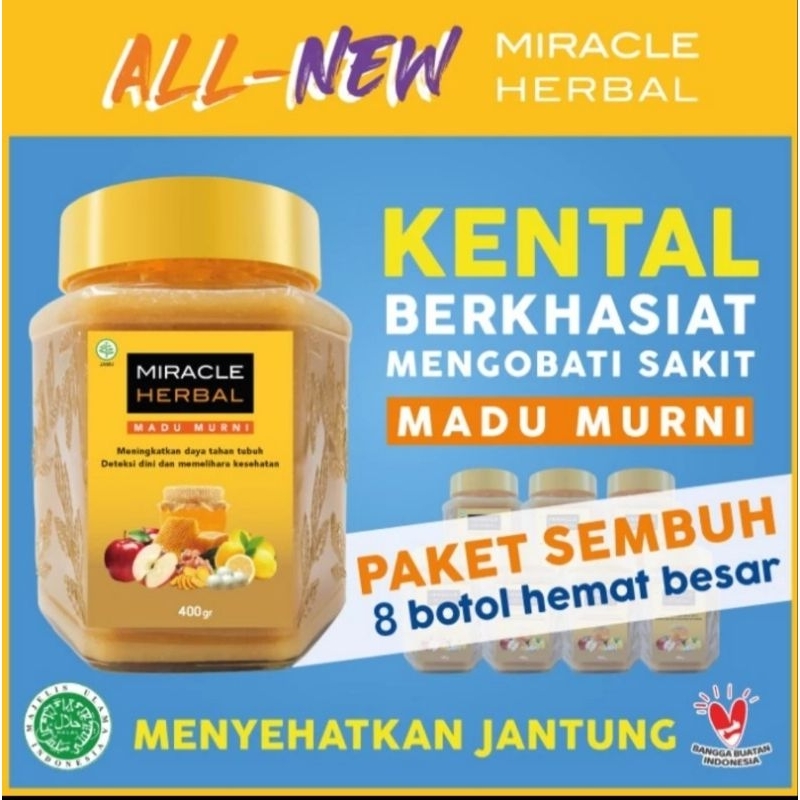 

Miracle Herbal Kemasan Baru 400ML 8Botol Madu Murni