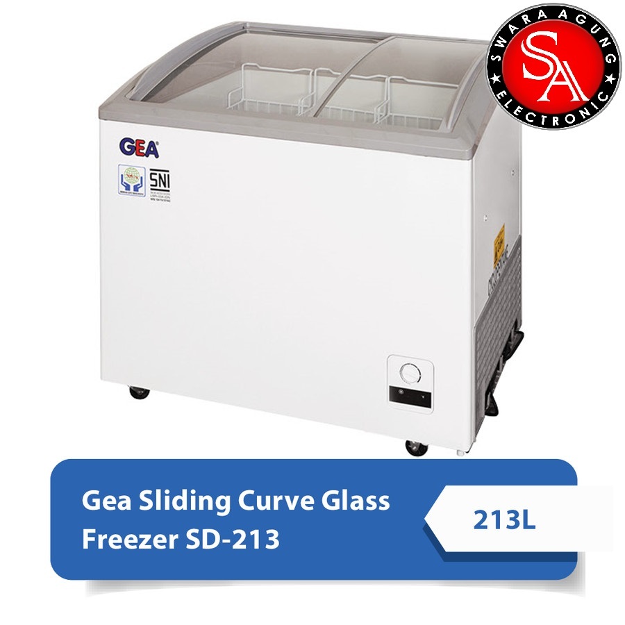 Sliding Curve Glass Freezer 200 Liter GEA Type : SD-213 (MEDAN)