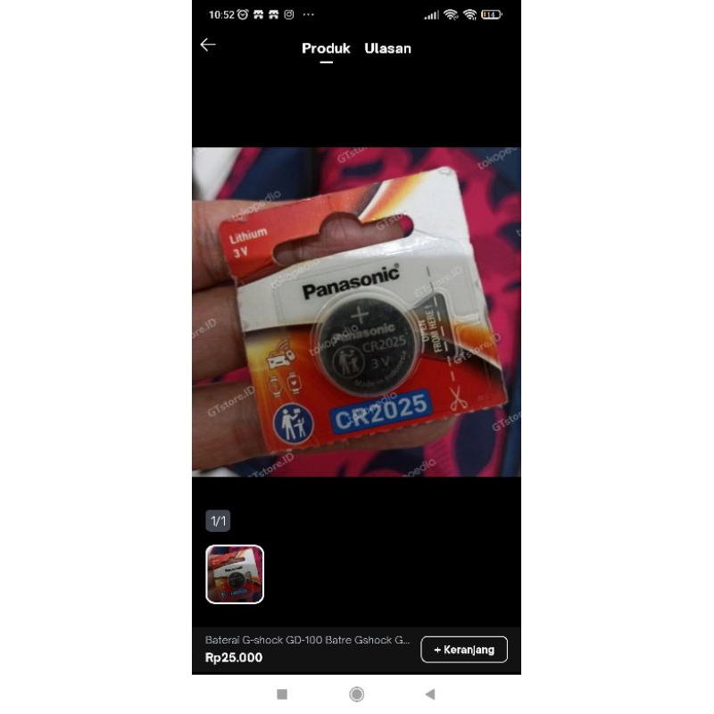 Baterai G-shock GD-100 Original