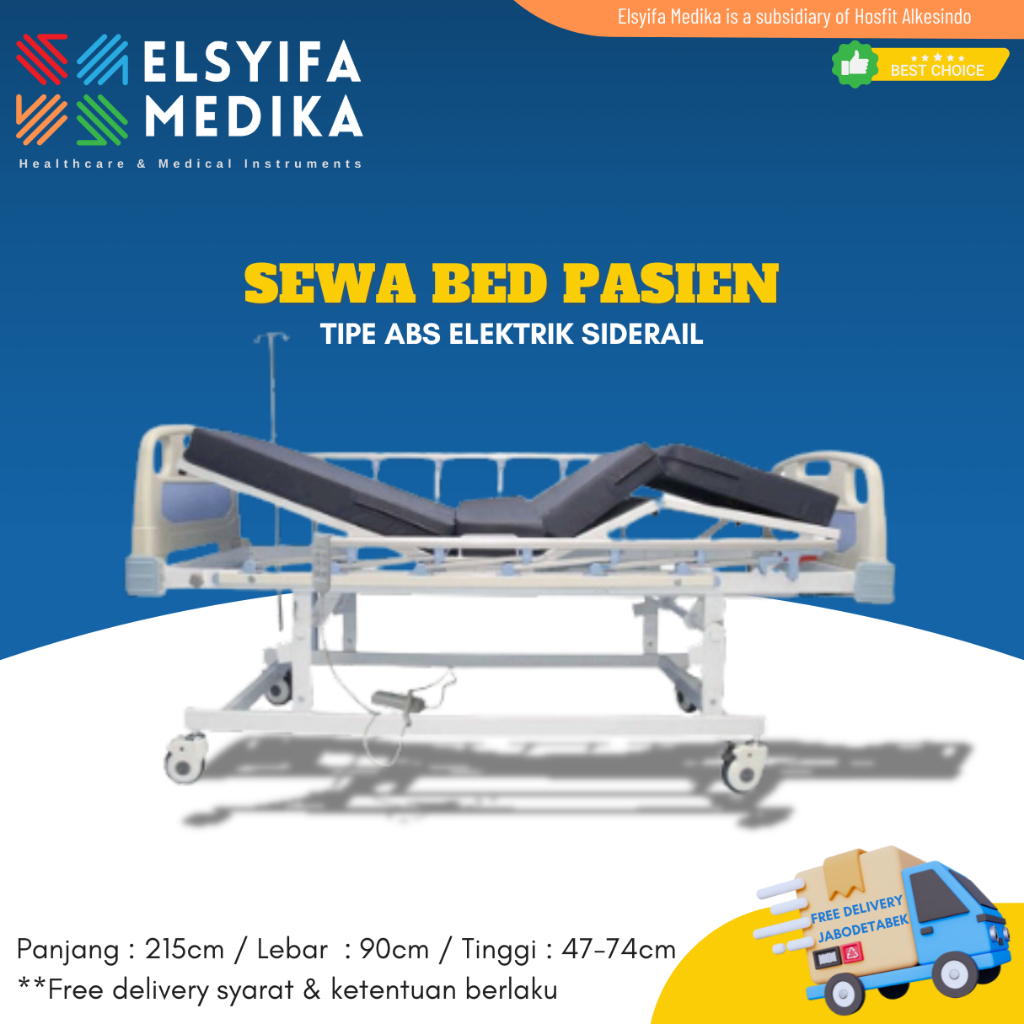 Rental bed pasien (Tipe abs elektrik siderail) -  Sewa Tempat Tidur Rumah Sakit Elektrik Siderail