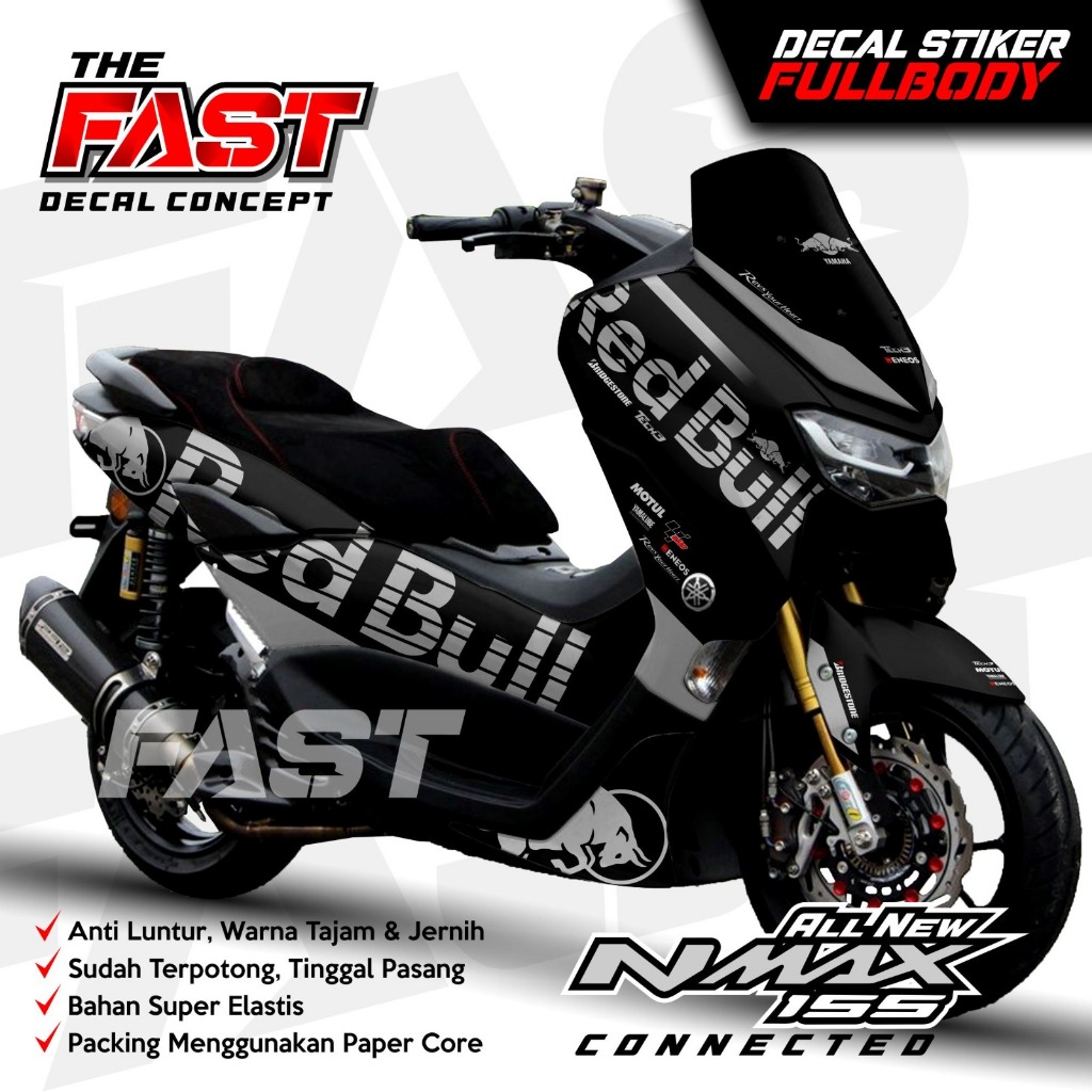 (TERBARU) DECAL STIKER NMAX NEW 155 FULLBODY STIKER YAMAHA NMAX NEW MOTIF REDBULL FULLBODY TERTUTUP 