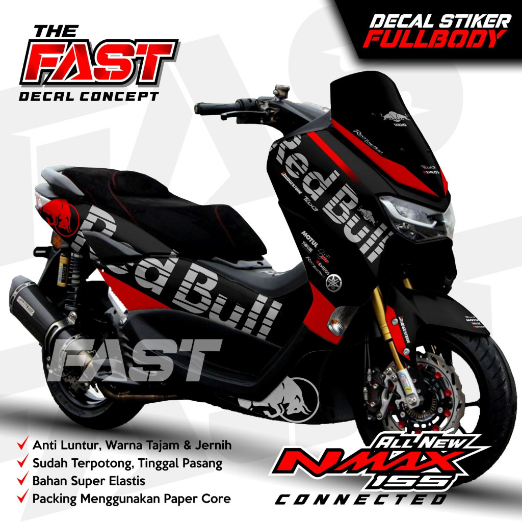 TERBARU Decal Sticker Yamaha Nmax 155 New Fullbody Redbull Variasi Decal stiker nmax new / stiker nm