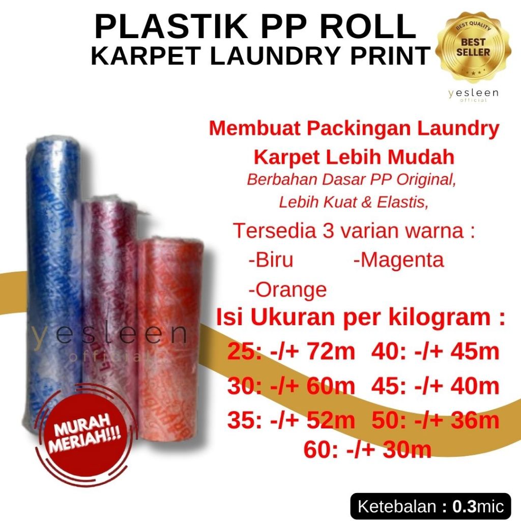 STOREQILLA. PLASTIK KARPET LAUNDRY SABLON PREMIUM PLASTIK PP ROLL KARPET PACKING LAUNDRY PRINT/