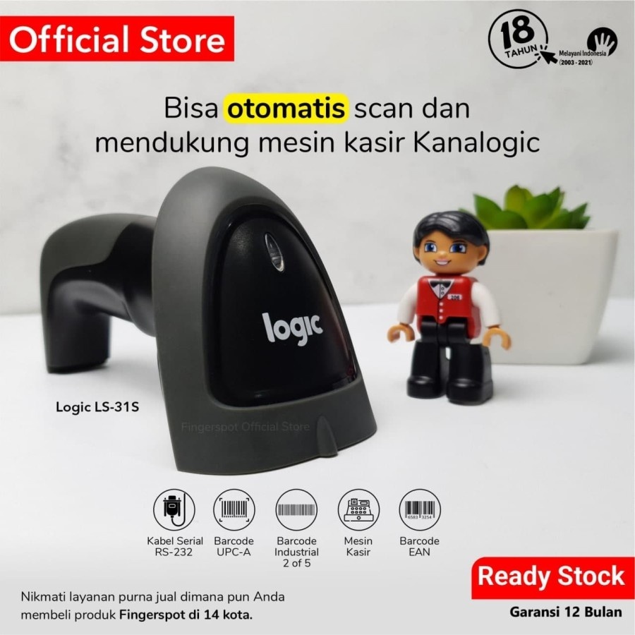 Barcode Scanner Logic LS 31 S - Support Mesin Kasir - Otomatis Scan