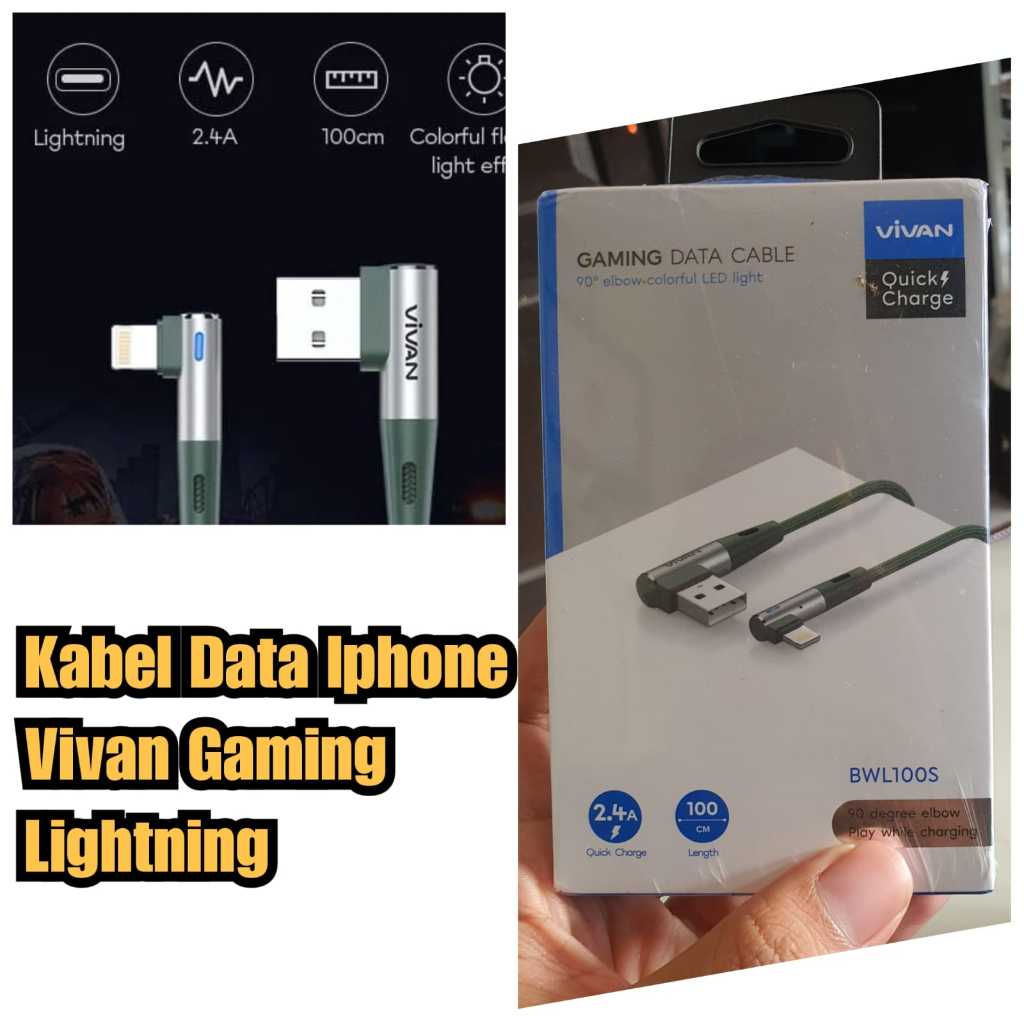 Kabel data iph usb vivan kabel charger ipone 1 meter Kabel vivan gaming iphone 2.4a