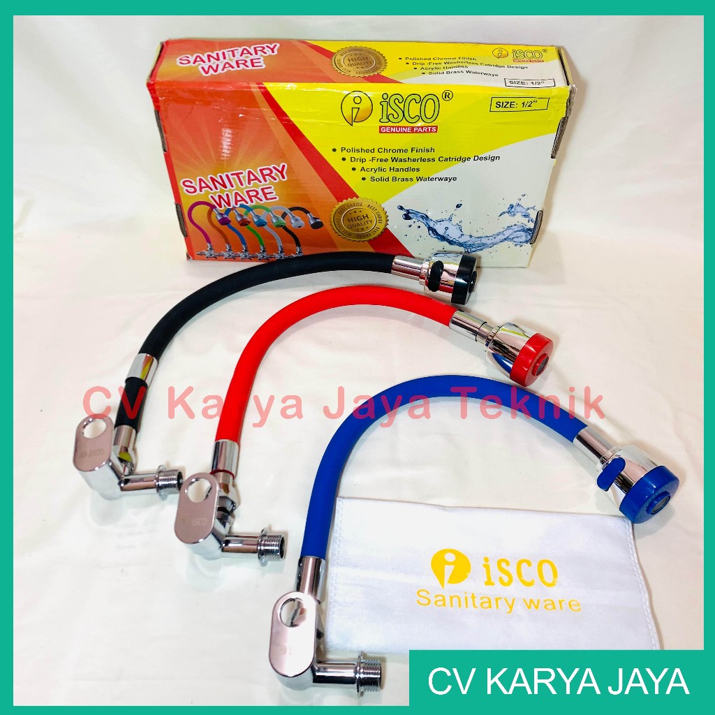 Kran Angsa ISCO ½” / Kran Wastafel Shower Elastis / Kran Air Dapur Besi Lapis Karet