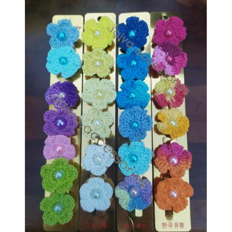 Bros bunga rajut mini (1 Lusin)/Bros Rajut Murah/Bros Rajut Mini/Bros Rajut Hijab/Bros