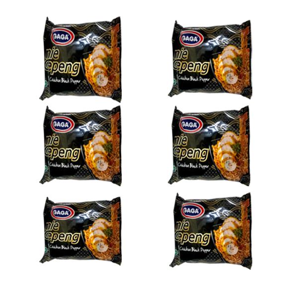 

Mie Instant Gaga Mie Gepeng Ayam Lada hitam 75 gr isi 6 pcs