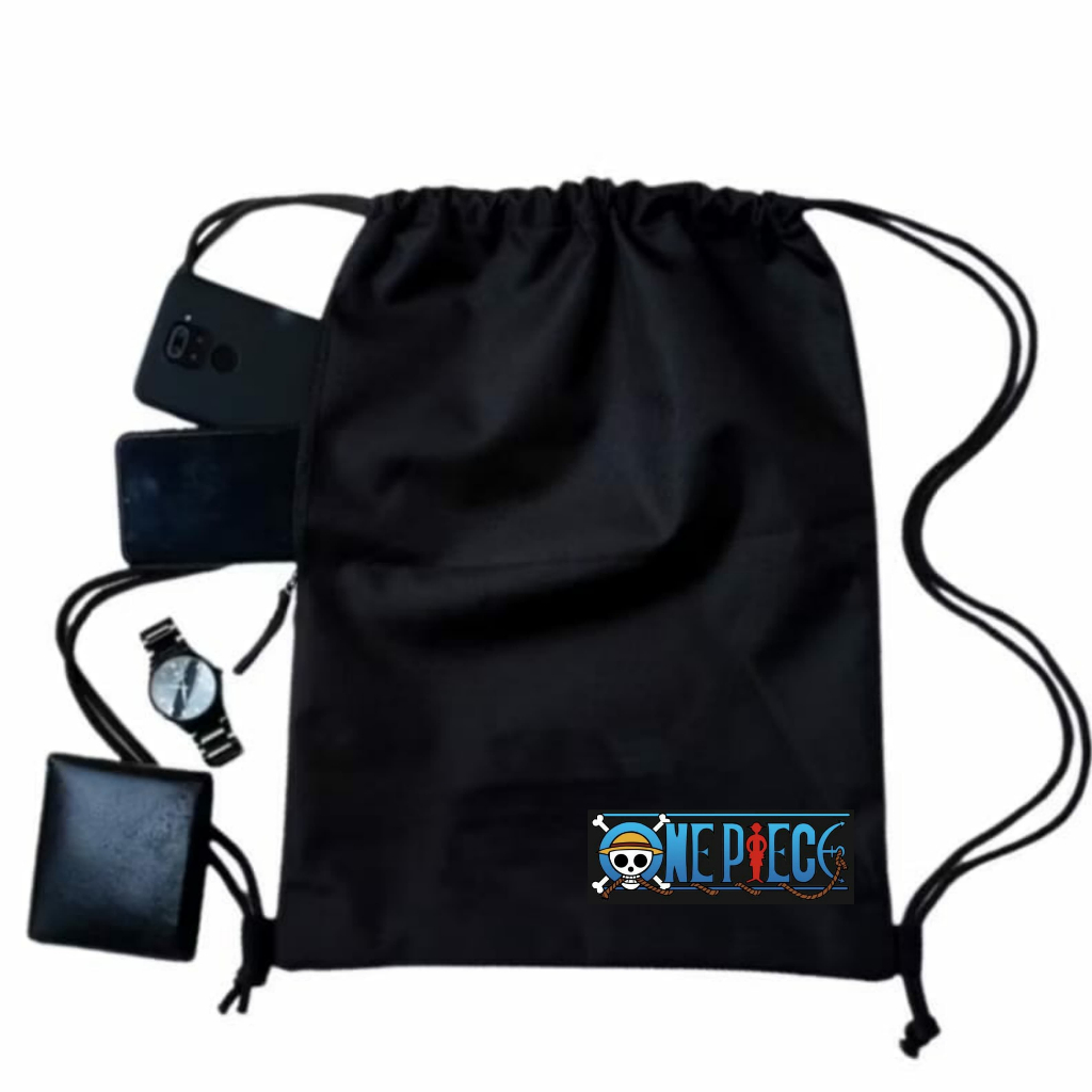 Tas Serut Pria Wanita Unisex Model Polos Hitam Original Tas Futsal Anti Air