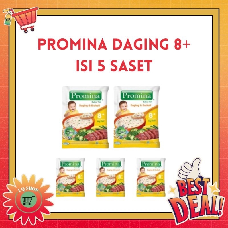 PROMINA Bubur Tim Daging & Brokoli Renceng Usia 8+ 25g isi 5 Saset
