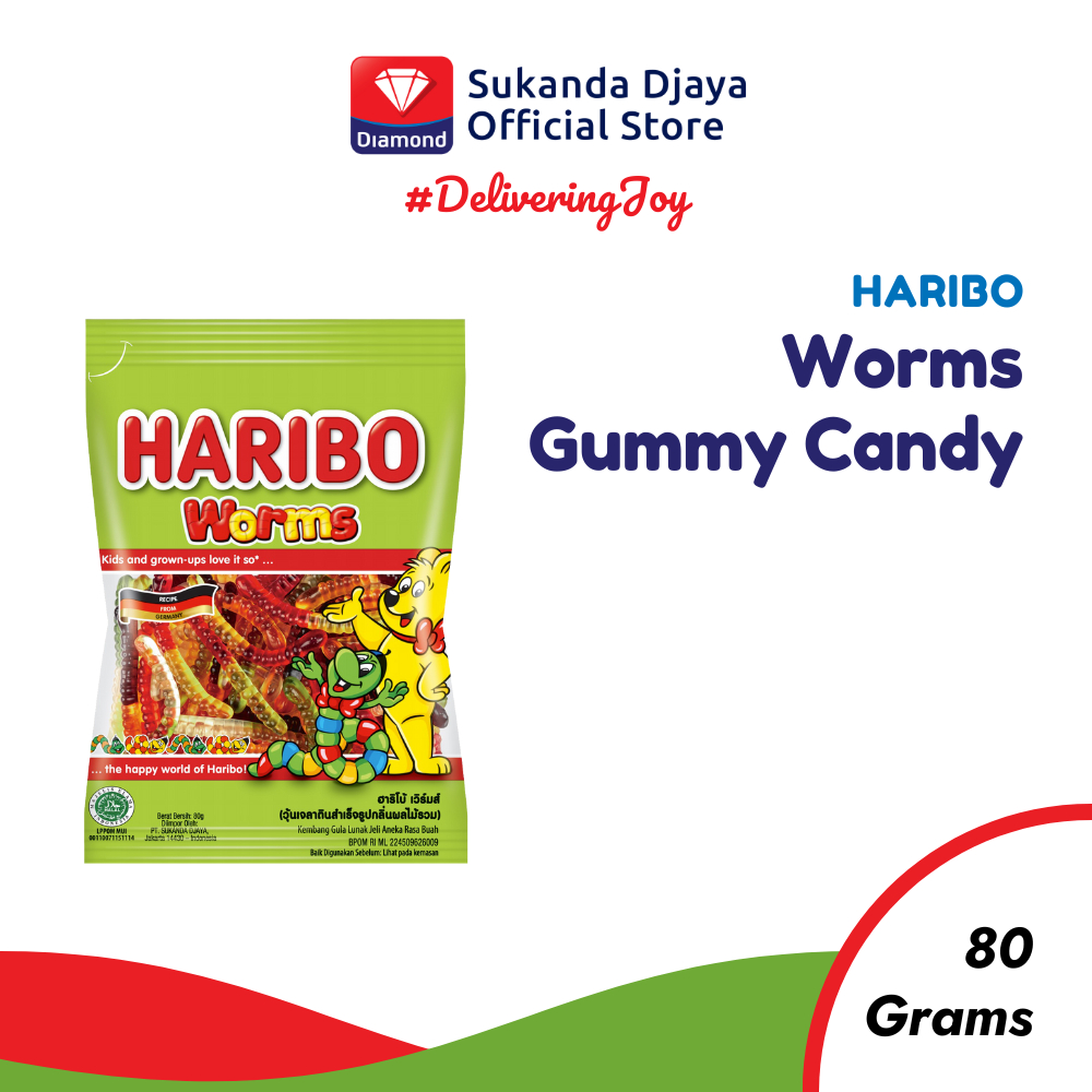 

Haribo Worms Gummy Candy Permen 80 Gr