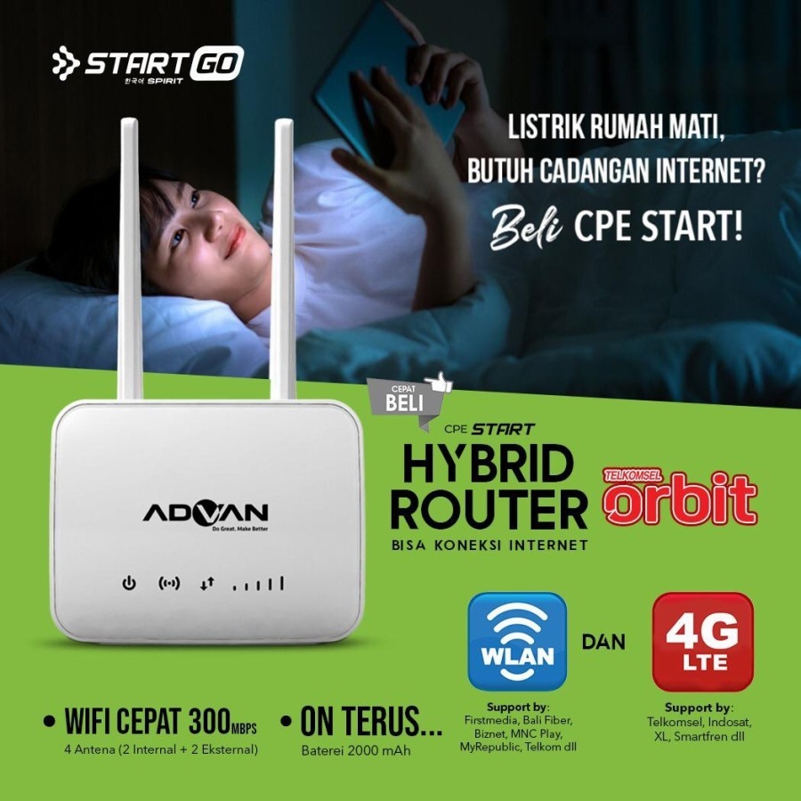 Advan CPE Router START (Bisa Simcard Telkomsel Orbit)