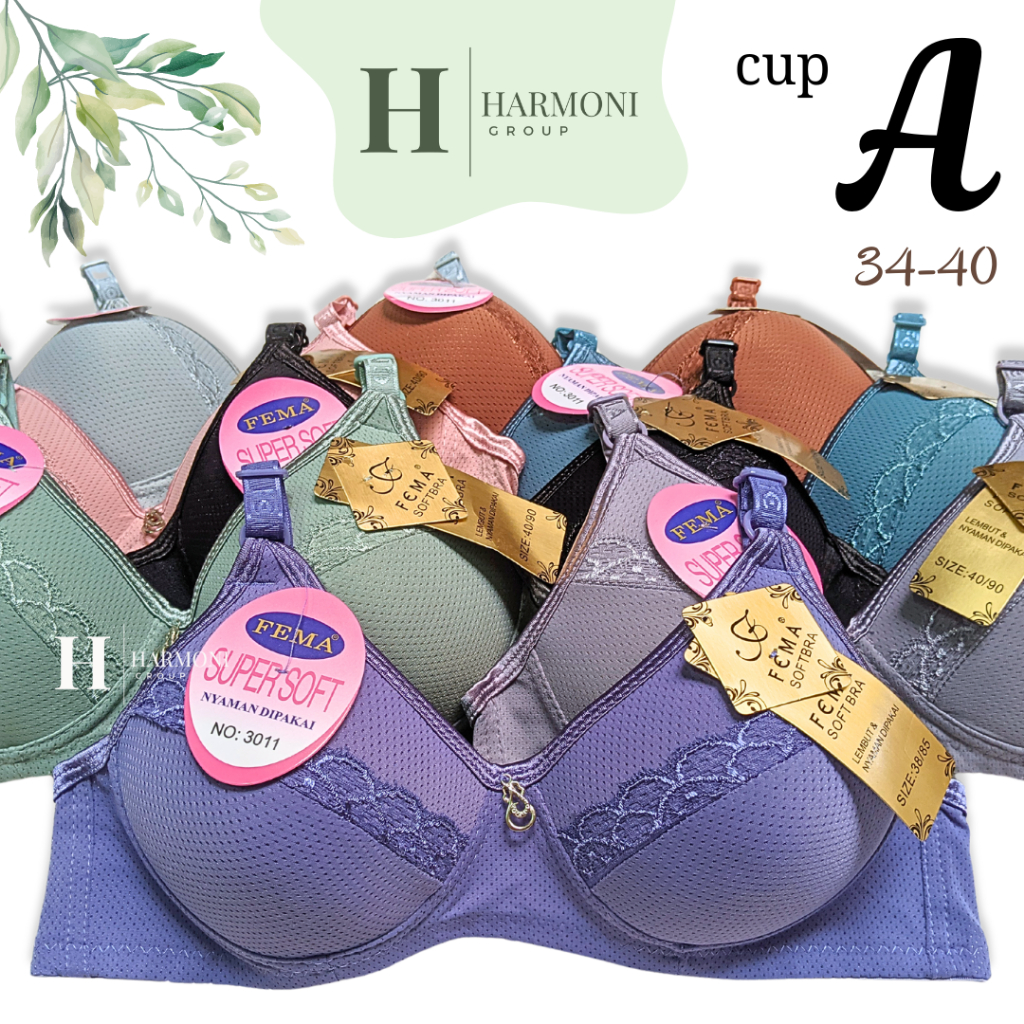 Bra Wanita Fema 7334 Fema 3011 Fema 6735  7787 BH Wanita Cup Kecil Cup A Tanpa Kawat Size 34-40