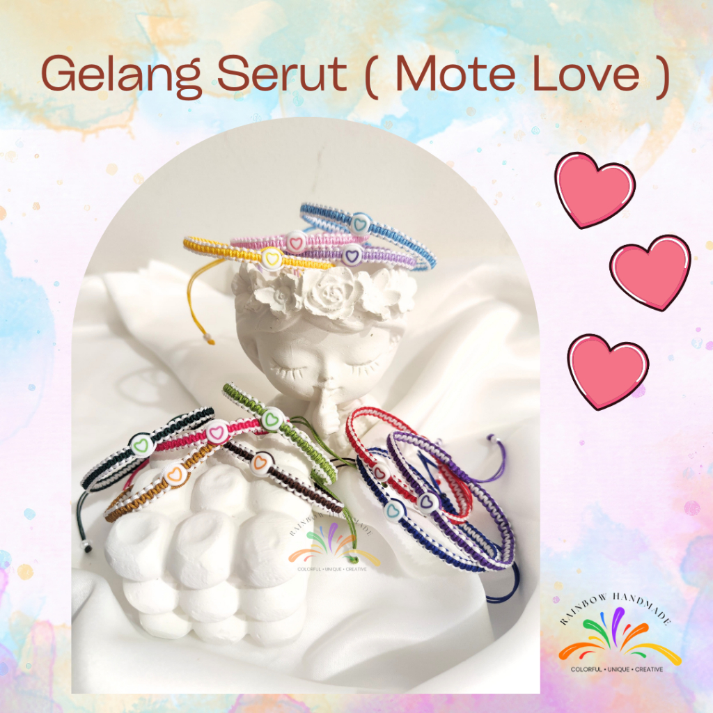 Gelang Serut Handmade / Gelang Serut Tali Giok / Gelang Serut Mote Love / Gelang Serut Love / Gelang