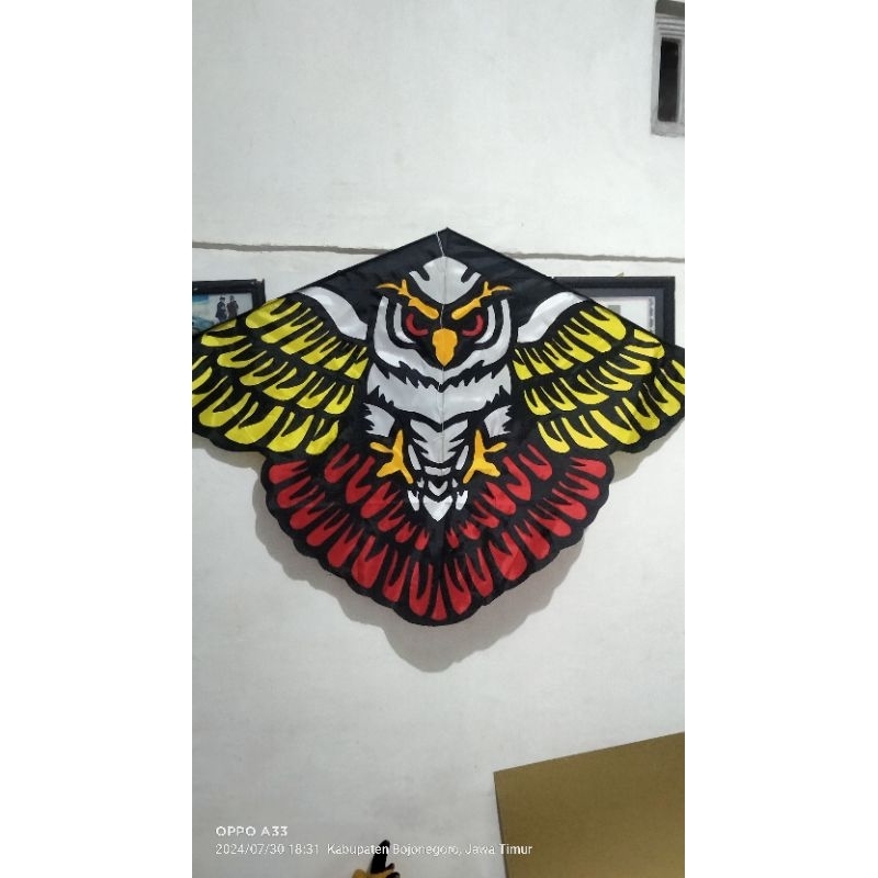 layang layang kain motif burung hantu jumbo besar