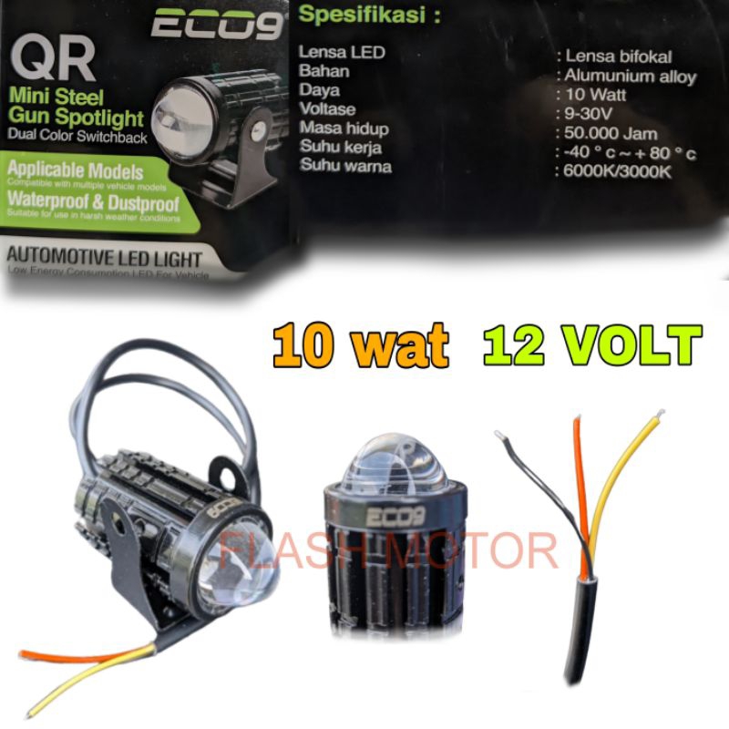 Terbaru Lampu Tembak QR ECO9 Putih Kuning 12 volt