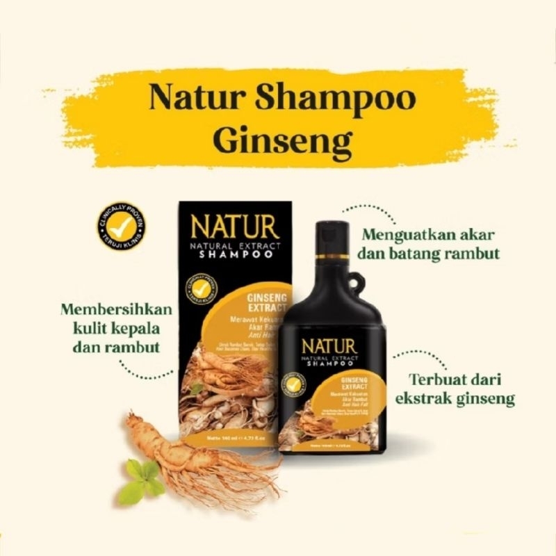 Natur Shampoo Extract Ginseng - Shampoo Untuk Rambut Rontok | Shampoo Natur