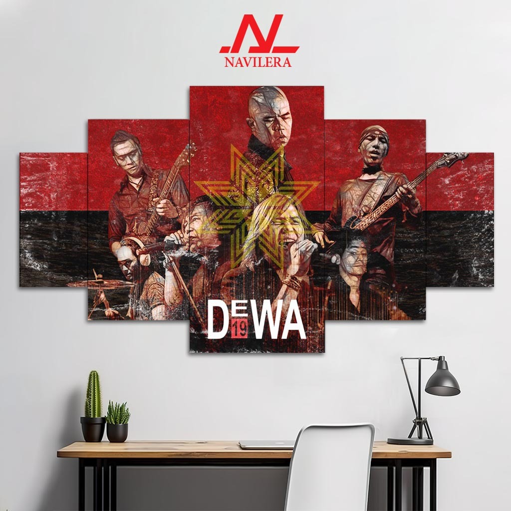 NAVILERA.CO HIASAN PAJANGAN DINDING KAMAR POSTER BAND 1 SET DEWA 19 5 Pcs POSTER KAYU WALL DECOR