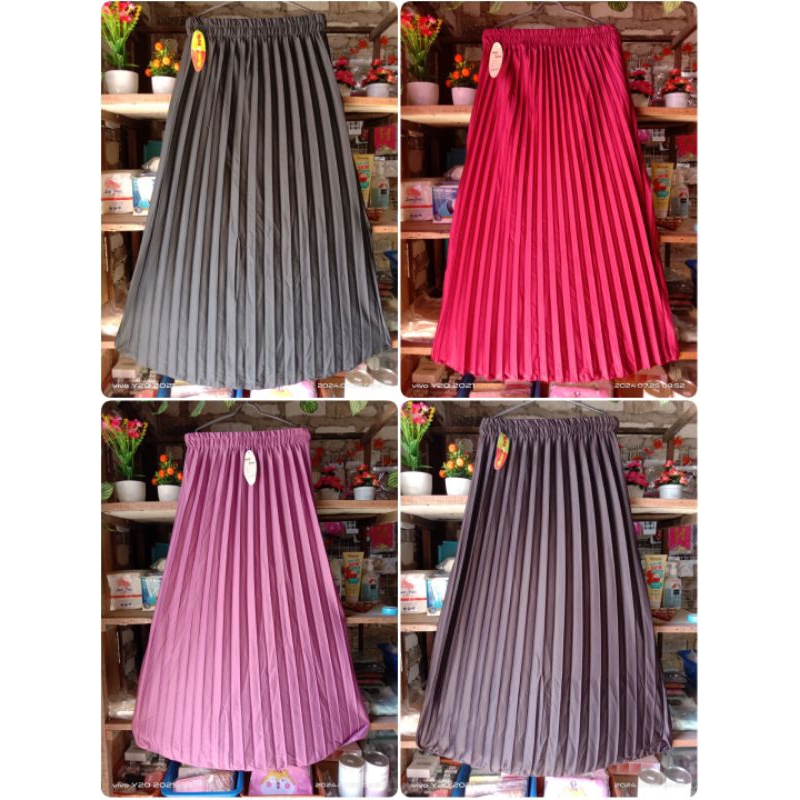 ROK PLISKET LIPATAN BESAR WARNA COKLAT TUA