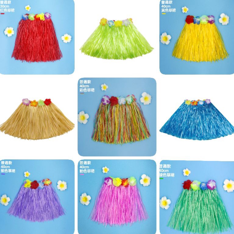 Kejar Promo Rok Hula Hawai Aksesoris Kalung Bunga Hawai dan Set Hawai Pesta Hawaiian Rok Rumbai Anak