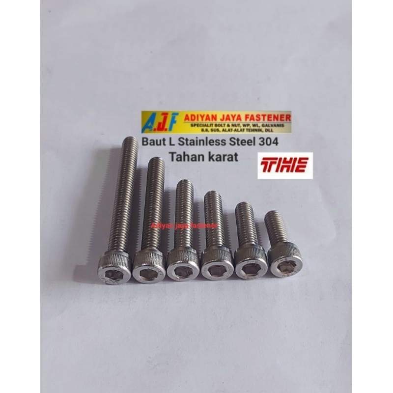 BAUT L / DRAT BAUT 7 / M.4 ( Panjang 6mm s/d 5cm ) p.0,7 Stainless 304