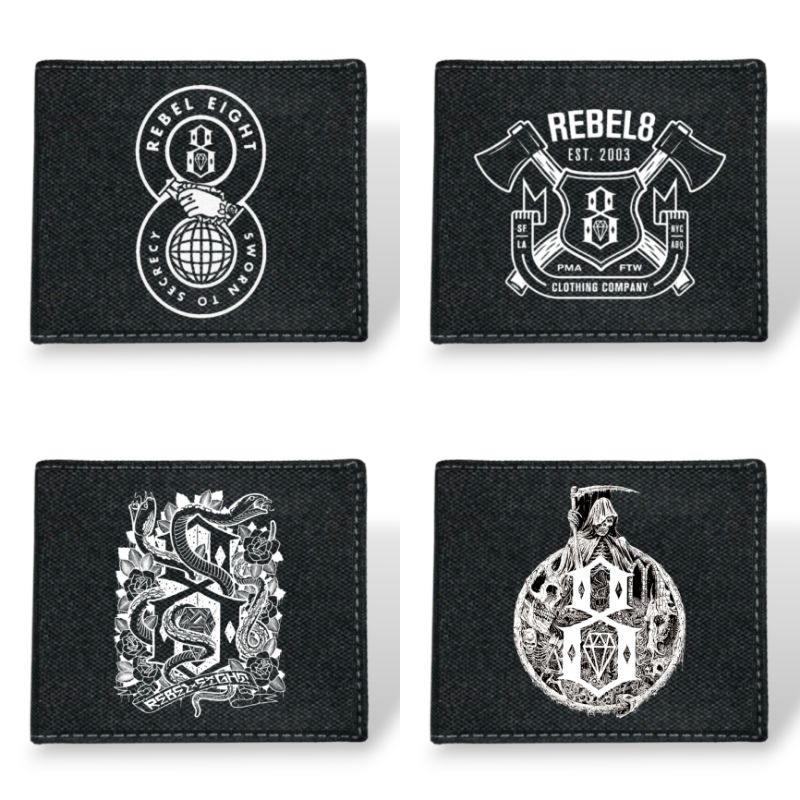 Dompet Kanvas Rebel Eight Distro Keren / Dompet Lipat Resleting Logo Distro Rebel Eight Bahan 100% K