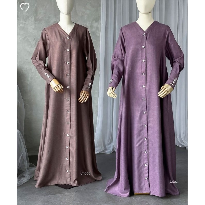 ESTRELLA LINEN SERIES BY MAHIRA INDONESIA GAMIS SYAR'I LINEN KHASMIR PREMIUM MANSET ZIPPER KEKINIAN 