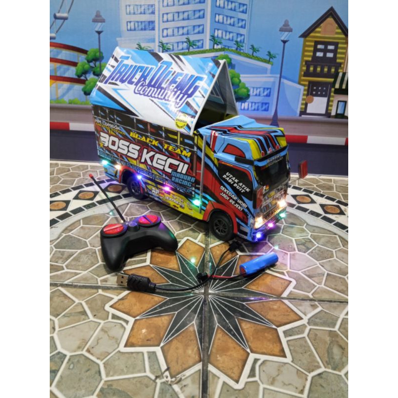 mainan truck oleng remot control