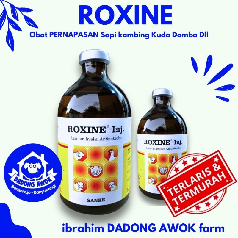 ROXINE INJEKSI 100ml obat batuk pilek Pernafasan Sapi kambing Roxine plus - Roxine sanbe Roxine inj