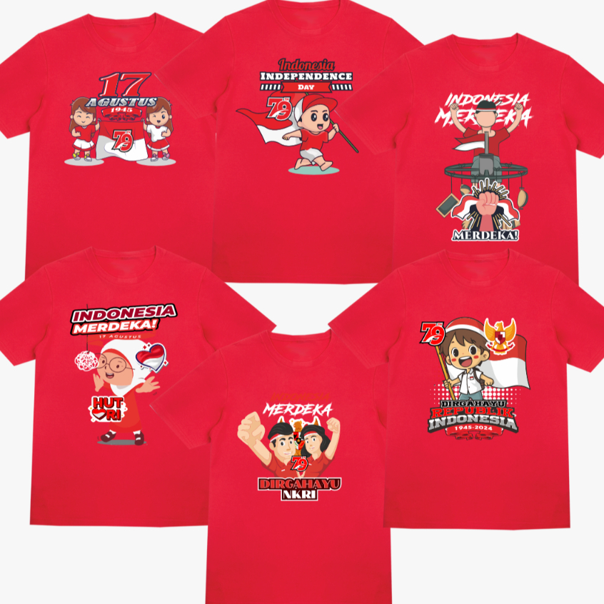 Baju 17 Agustus Anak 2024 Free Nama Belakang/Baju Kemerdekaan Anak/Kaos Agustusan Anak