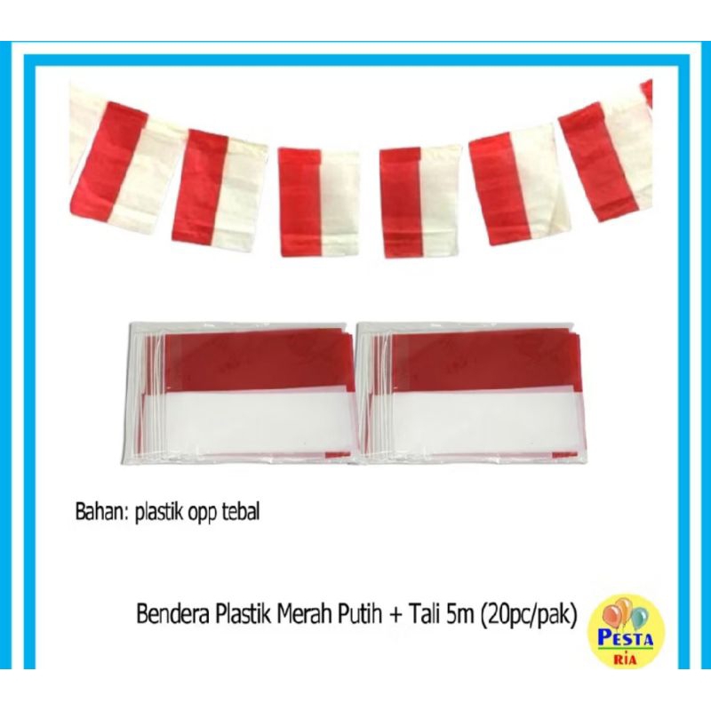 BENDERA PLASTIK ISI 20 PCS - BENDERA PLASTIK TALI - 100 PCS BENDERA PLASTIK - BENDERA PLASTIK -+ 5ME
