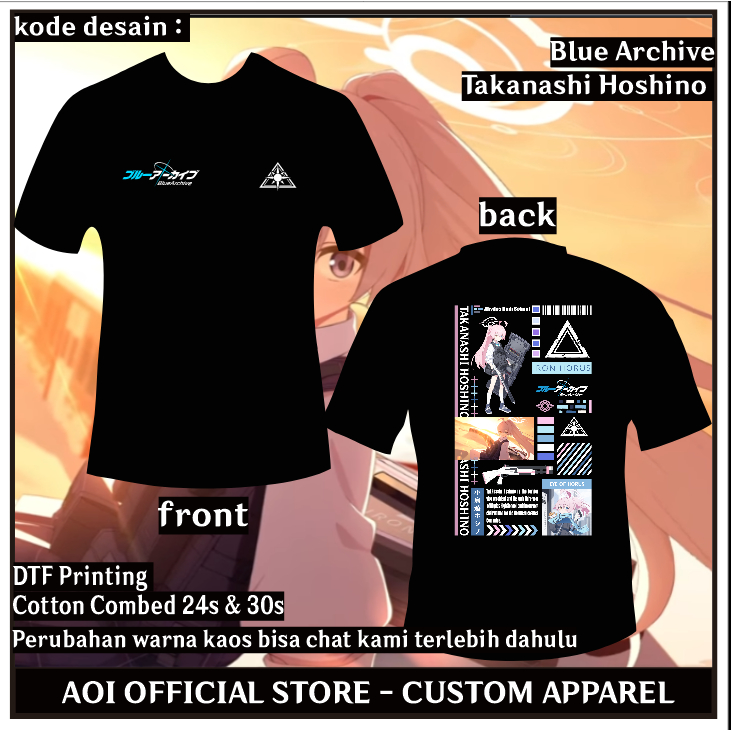 AOI Kaos / T-shirt Takanashi Hoshino Prime Version Blue Archive